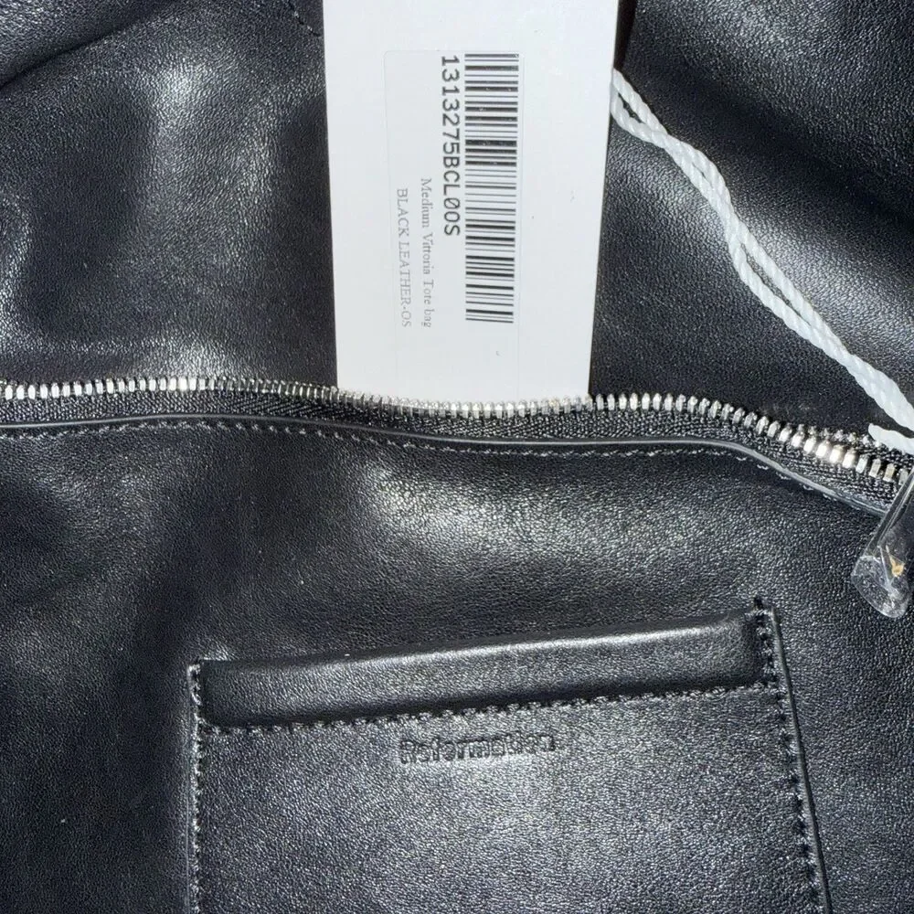 Reformation Medium Vittoria Tote Bag Black Solid Shoulder Strap